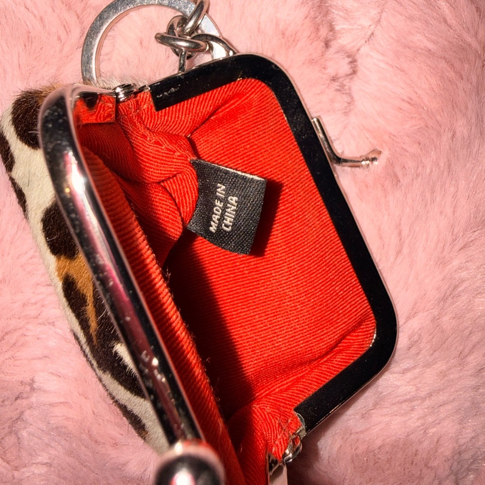 Coach RARE Vintage Ocelot Calf Hair Kiss Lock Charm Keychain - Picture 6 of 7